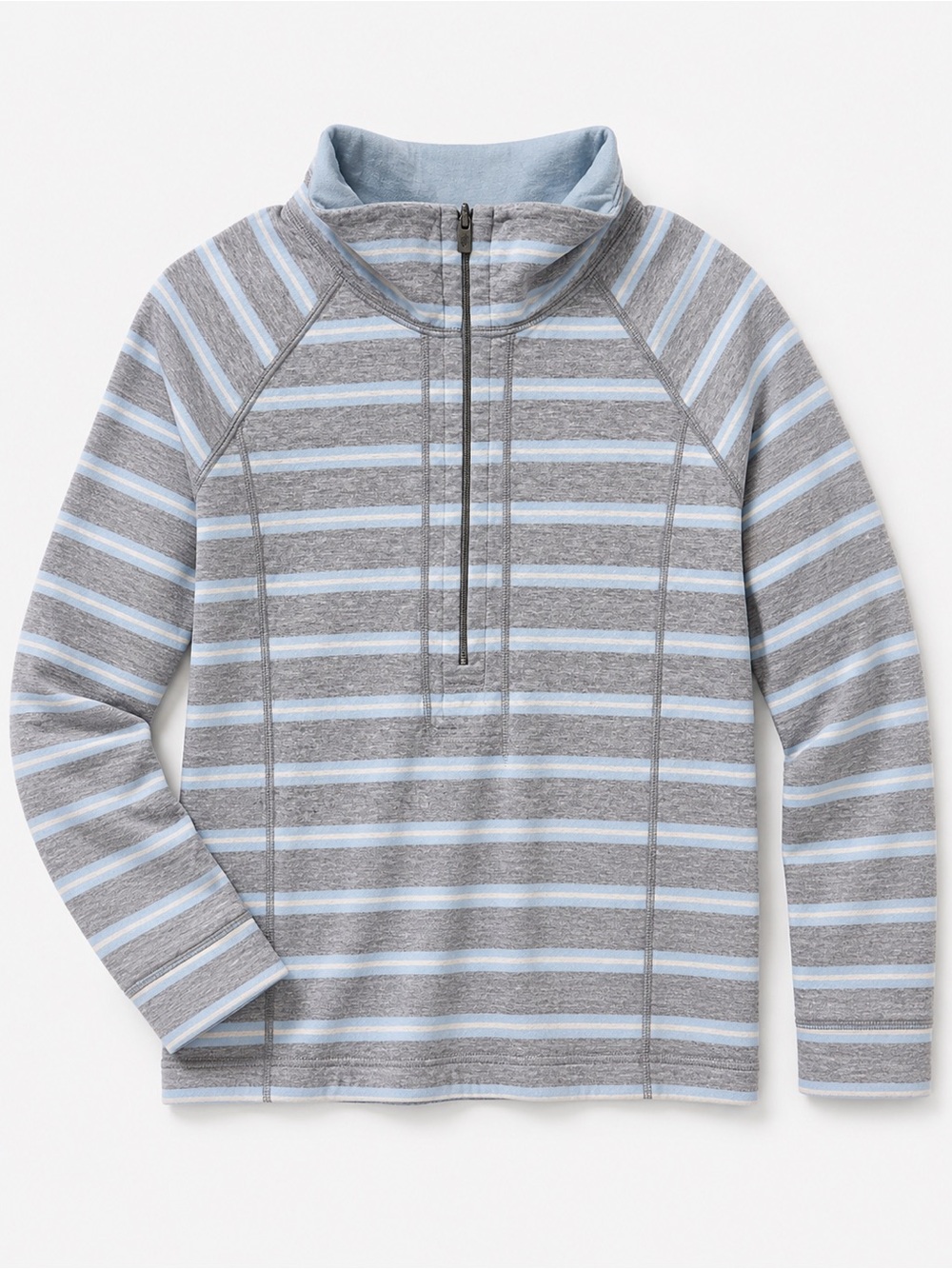 Tommy Bahama Gray and Light Blue Striped Half-Zip Pullover Women’s Large